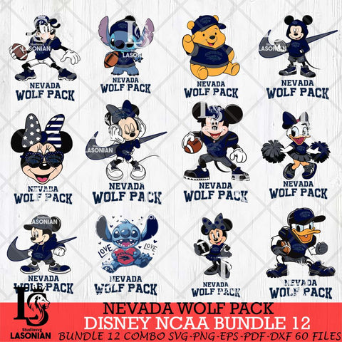 Nevada Wolf Pack Disney NCAA Bundle Svg PNG 12 Svg Eps Dxf Png File, Digital Download
