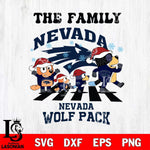 Nevada Wolf Pack Family Bluey Christmas Svg Eps Dxf Png File, Digital Download