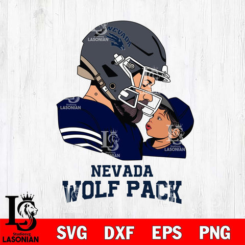 Nevada Wolf Pack Father And Child Rugby SVG DXF EPS PNG FILE,NCAA SVG, Father day Digital Download,Instant Download, Silhouette