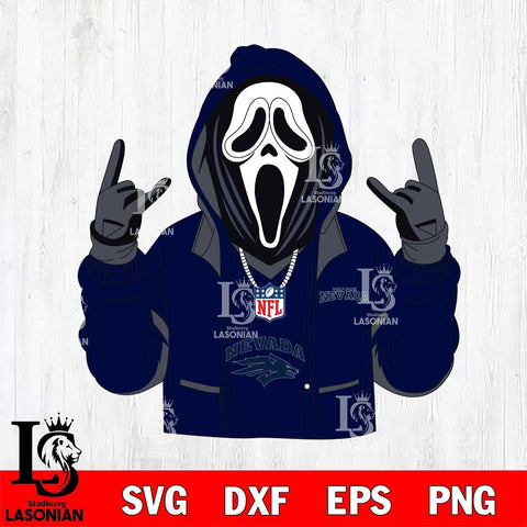 Nevada Wolf Pack Ghostface Scream Football Halloween Svg Eps Dxf Png File, NCAA svg, Digital Download, Instant Download