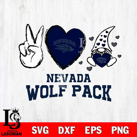 Nevada Wolf Pack Gnomes Peace & Love Svg Eps Dxf Png File, Digital Download, Instant Download