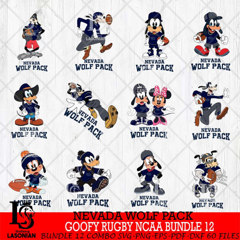 Nevada Wolf Pack Goofy Rugby Disney NCAA Bundle 12 SVG DXF EPS PNG FILE,NCAA bundle svg ,Football Digital Download,Instant Download, Silhouette