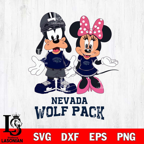 Nevada Wolf Pack Goofy and Minnie mouse Football SVG DXF EPS PNG FILE,NCAA svg ,Football Digital Download,Instant Download, Silhouette
