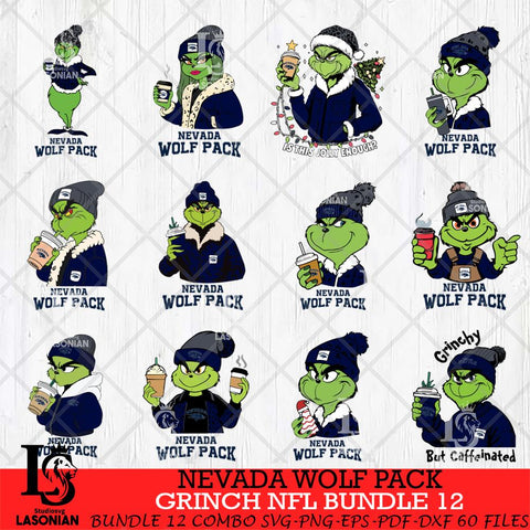 Nevada Wolf Pack Grinch NCAA Bundle 12 SVG Eps Dxf Png File, Digital Download, Instant Download