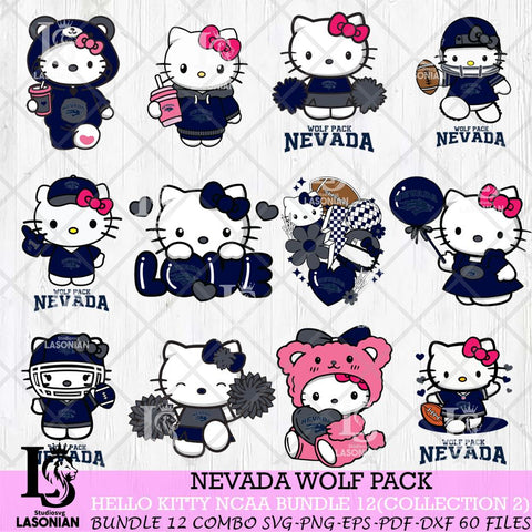 Nevada Wolf Pack Hello Kitty Bundle 12 SVG Svg Eps Dxf Png File, Digital Download, Instant Download