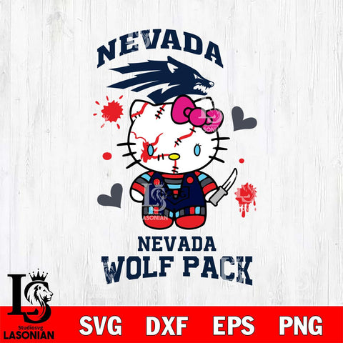 Nevada Wolf Pack Hello Kitty Horror 2 Svg Eps Dxf Png File, Digital Download