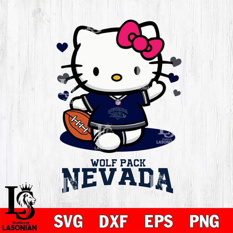 Nevada Wolf Pack Hello Kitty NCAA 3 Svg Eps Dxf Png File, Digital Download, Instant Download