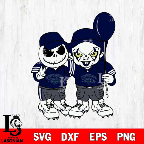 Nevada Wolf Pack Jack Skellington And Pennywise Football Svg Eps Dxf Png File, NCAA svg, Digital Download, Instant Download