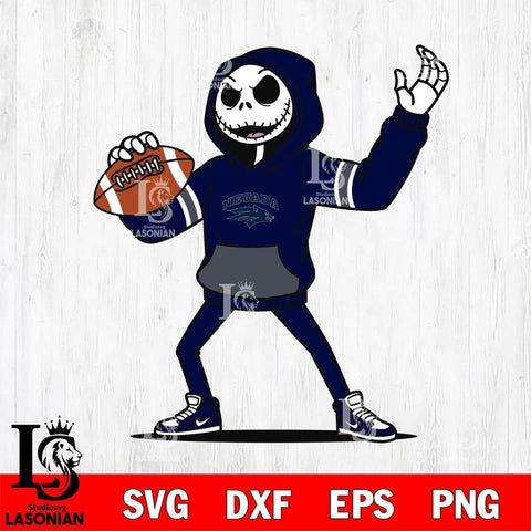 Nevada Wolf Pack Jack Skellington Football Christmas File Cut, NCAA SVG DXF EPS PNG FILE, Digital Download , Criucut , Silhouette