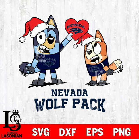 Nevada Wolf Pack Love Bluey Christmas Svg Eps Dxf Png File, Digital Download