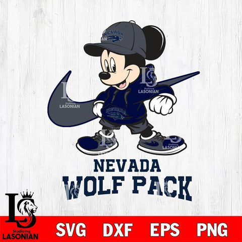 Nevada Wolf Pack Mickey Mouse NIKE, Svg Eps Dxf Png File, Digital Download