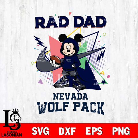 Nevada Wolf Pack Mickey Wearing Hoodie Rad Dad SVG DXF EPS PNG FILE, NCAA File Cut,Digital Download,Instant Download