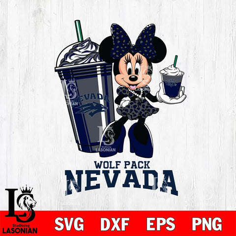 Nevada Wolf Pack Minnie Mouse Fan And Coffee Svg Eps Dxf Png File, Digital Download, Instant Download