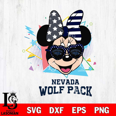 Nevada Wolf Pack Minnie Mouse Love Sport SVG DXF EPS PNG FILE, NCAA File Cut,Digital Download,Instant Download