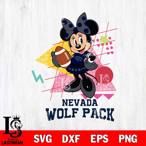 Nevada Wolf Pack Minnie Mouse Sport SVG DXF EPS PNG FILE, NCAA File Cut,Digital Download,Instant Download