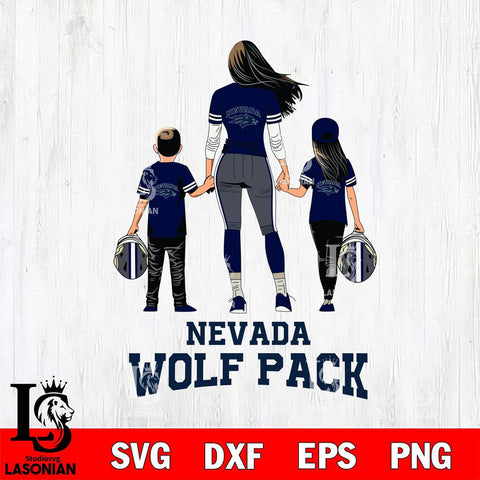 Nevada Wolf Pack Mother and son Rugby SVG DXF EPS PNG FILE,NCAA SVG, Father day Digital Download,Instant Download, Silhouette