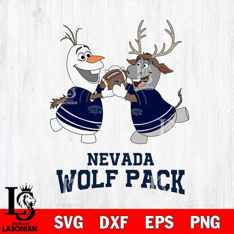 Nevada Wolf Pack Olaf & Sven Football Cricut,Christmas SVG DXF EPS PNG FILE, NCAA Digital Download,Instant Download, Silhouette