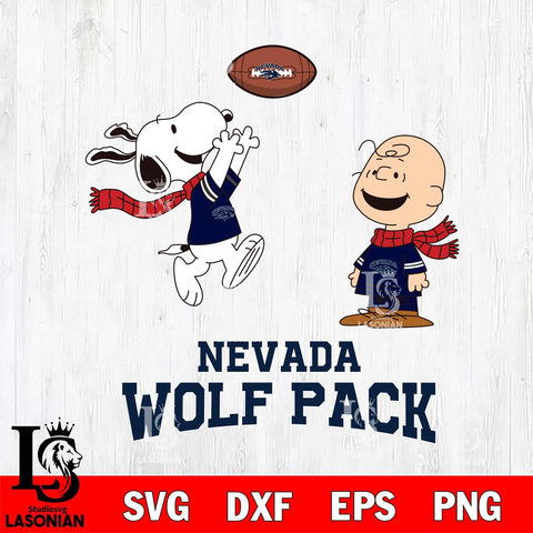 Nevada Wolf Pack Snoopy & Charlie Brown Football Cricut,Christmas SVG DXF EPS PNG FILE, NCAA Digital Download,Instant Download, Silhouette