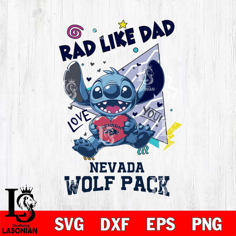 Nevada Wolf Pack Stitch Love Rad Like Dad SVG DXF EPS PNG FILE, NCAA File Cut,Digital Download,Instant Download