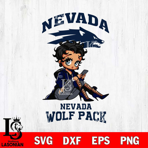 Nevada Wolf Pack Style Black Fan Girl Betty Boop, Svg Eps Dxf Png File, Digital Download