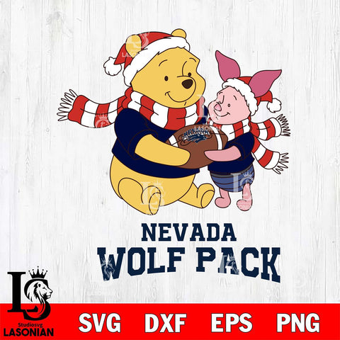 Nevada Wolf Pack Winnie the Pooh & Piglet Football Cricut,Christmas SVG DXF EPS PNG FILE, NCAA Digital Download,Instant Download, Silhouette