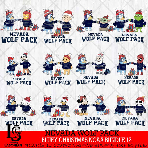 Nevada Wolf Pack  Bluey friends christmas NCAA Bundle File Cut,Bundle NCAA SVG DXF EPS PNG FILE, Digital Download,Instant Download, Silhouette