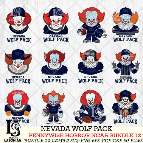 Nevada Wolf Pack  Pennywise Horror NCAA Bundle 12 SVG Svg Eps Dxf Png File, Digital Download