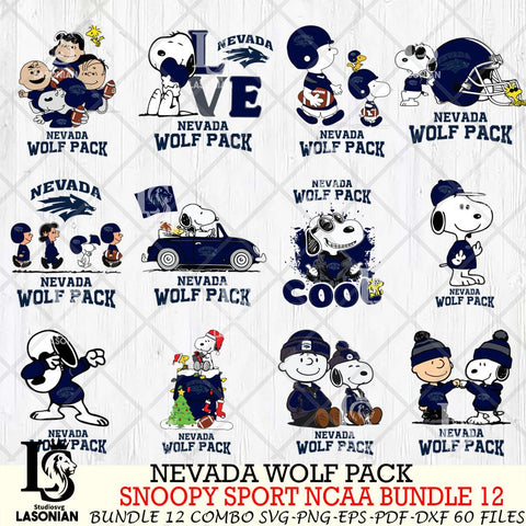 Nevada Wolf Pack  Snoopy NCAA Bundle 12 SVG Svg Eps Dxf Png File, Digital Download