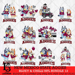 New Mexico State Aggies Bluey & Bingo Bundle 12 SVG Svg Eps Dxf Png File, Bundle NCAA svg, Digital Download, Instant Download