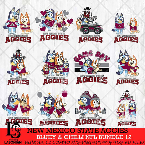 New Mexico State Aggies Bluey & Bingo Bundle 12 SVG Svg Eps Dxf Png File, Bundle NCAA svg, Digital Download, Instant Download