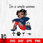 New England Patriots Betty Boop Black Fan I Am Simple Women Svg Eps Dxf Png File, Digital Download