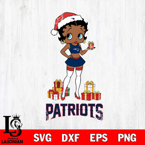 New England Patriots Betty Boop Christmas Gift File Cut, NFL SVG DXF EPS PNG PDF File, Digital Download , Criucut , Silhouette