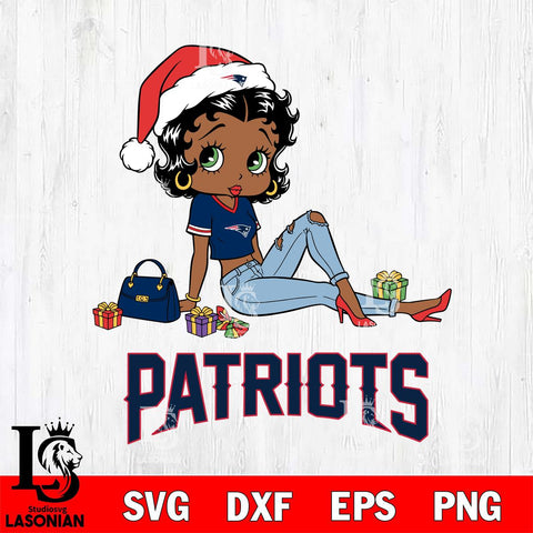 New England Patriots Betty Boop Christmas Packing File Cut, NFL SVG DXF EPS PNG PDF File, Digital Download , Criucut , Silhouette