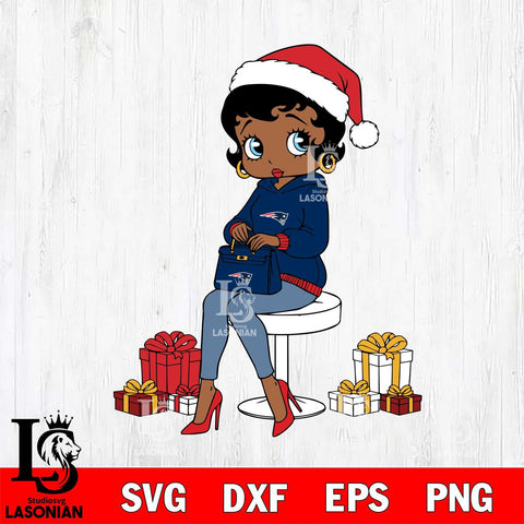 New England Patriots Betty Boop Sit Christmas File Cut, NFL SVG DXF EPS PNG PDF File, Digital Download , Criucut , Silhouette