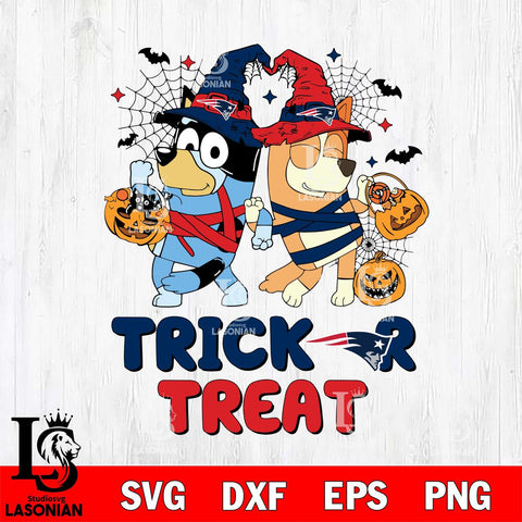 New England Patriots Bluey Trick or Treat Halloween 2 Svg Eps Dxf Png File, Digital Download, Instant Download