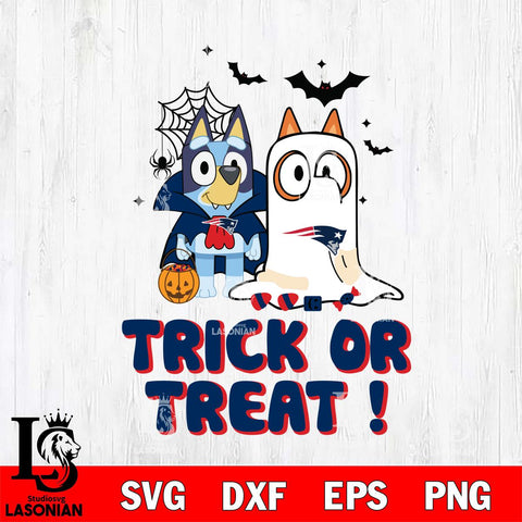 New England Patriots Bluey Trick or Treat Halloween Svg Eps Dxf Png File, Digital Download, Instant Download