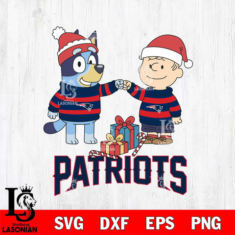 New England Patriots Bluey With Charlie Brown Christmas Cricut,Christmas SVG DXF EPS PNG FILE, Digital Download,Instant Download, Silhouette