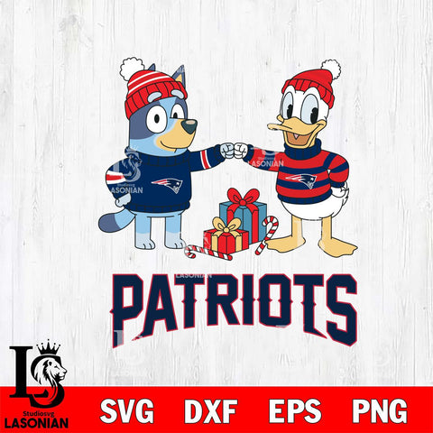 New England Patriots Bluey With Donald Duck Christmas Cricut,Christmas SVG DXF EPS PNG FILE, Digital Download,Instant Download, Silhouette