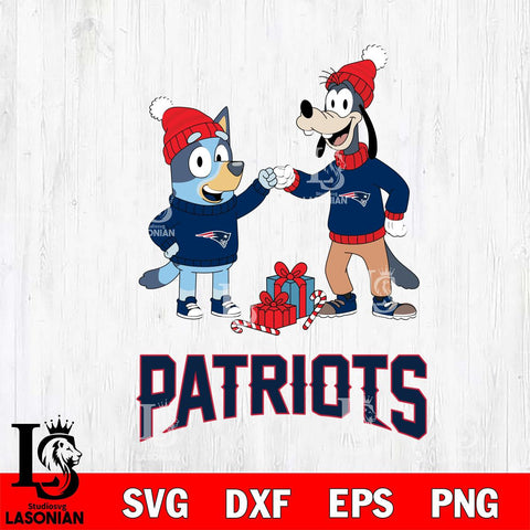 New England Patriots Bluey With Goofy Christmas Cricut,Christmas SVG DXF EPS PNG FILE, Digital Download,Instant Download, Silhouette