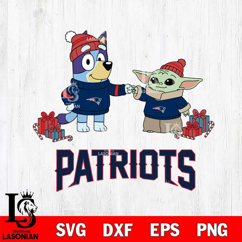 New England Patriots Bluey With Yoda Christmas Cricut,Christmas SVG DXF EPS PNG FILE, Digital Download,Instant Download, Silhouette