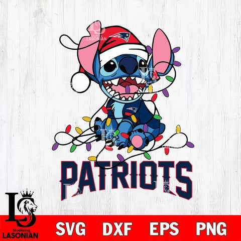 New England Patriots Cute Stitch Christmas Svg