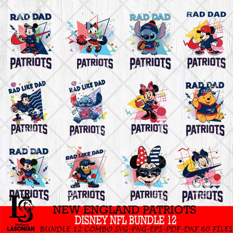 New England Patriots Disney Rad Dad NFL Bundle 12 SVG DXF EPS PNG FILE, Father day File Cut,Digital Download,Instant Download,Disney Svg Files
