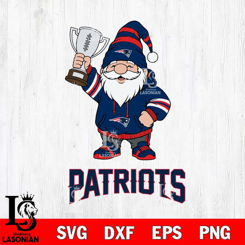 New England Patriots Gnome Champion File Cut, NFL SVG, Digital Download , CHRISTMAS Criucut , Silhouette