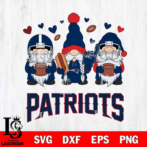 New England Patriots Gnome Rugby File Cut, NFL SVG, Digital Download , CHRISTMAS Criucut , Silhouette