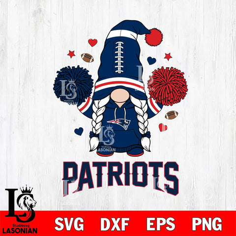 New England Patriots Gnome cheerleader File Cut, NFL SVG, Digital Download , CHRISTMAS Criucut , Silhouette