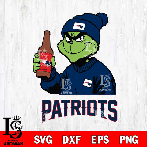New England Patriots Grinch Drinking Beer Christmas Svg Eps Dxf Png File,Cricut svg files, Digital Download, Instant Download