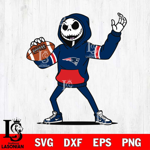 New England Patriots Jack Skellington Football Christmas File Cut, NFL SVG DXF EPS PNG FILE, Digital Download , Criucut , Silhouette