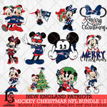 New England Patriots MICKEY CHRISTMAS NFL Bundle 12 Svg Eps Dxf Png File, Digital Download, Instant Download