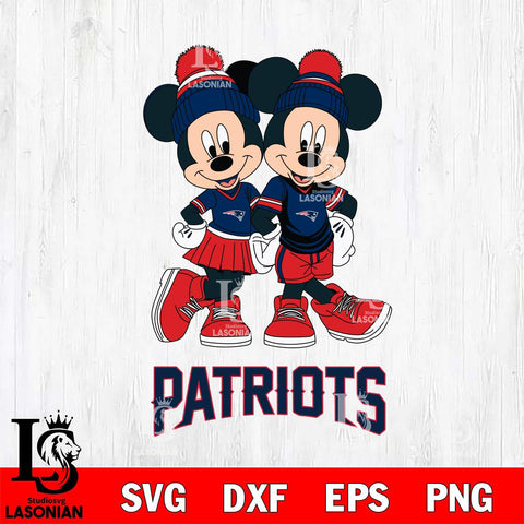 New England Patriots Mickey And Minnie Mouse Football Svg Eps Dxf Png File, Bundle NFl svg , File Cut , Digital Download , Instant Download, Laser Cut Svg Files
