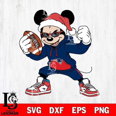 New England Patriots Mickey Cool Football Christmas File Cut, NFL SVG DXF EPS PNG FILE, Digital Download , Criucut , Silhouette
